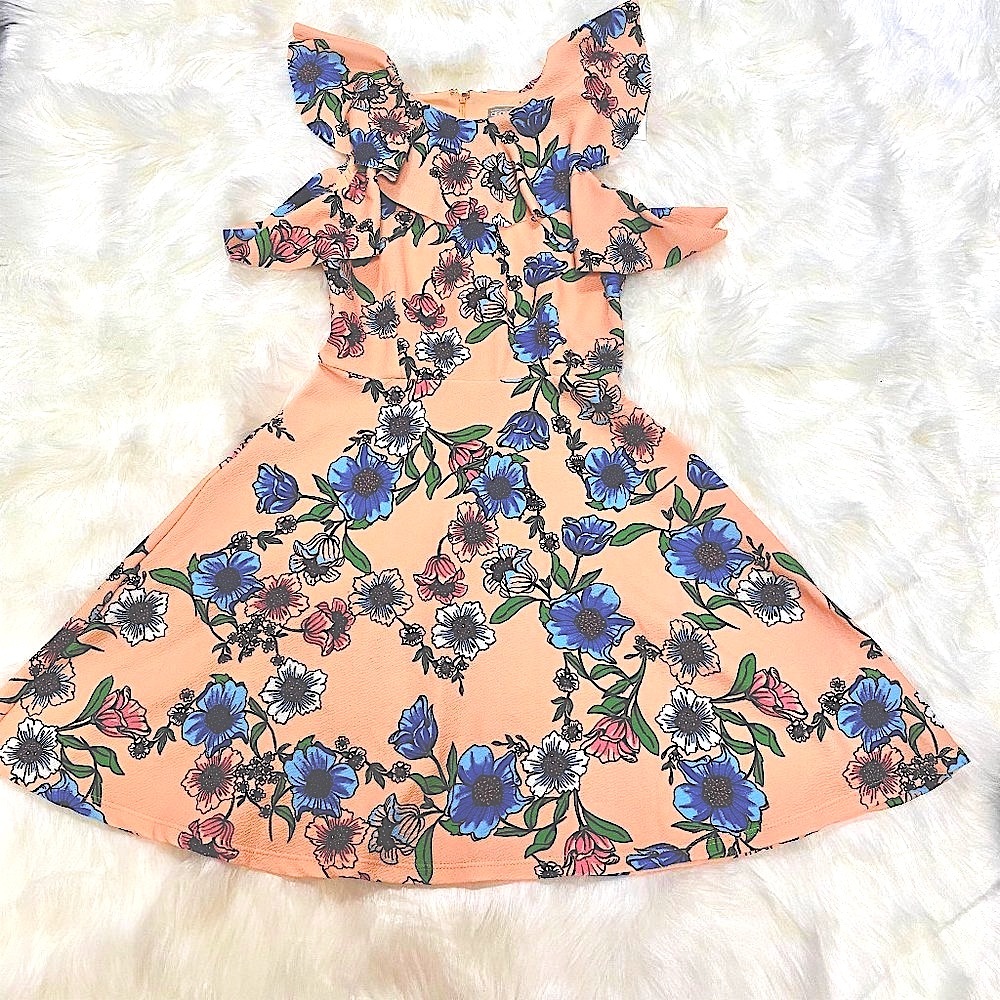 Floral Ruffle Babydoll Fit & Flare Skater Dress